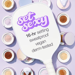 tarte creaseless setting powder pressed under-eye demonstrating crease-minimizing effect, smooth finish