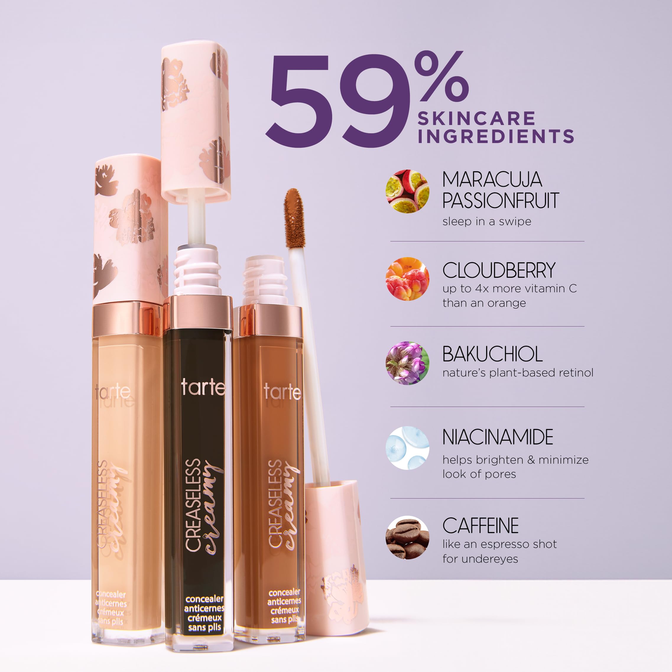 tarte product resisting water droplets to illustrate waterproof, longwear performance benefit