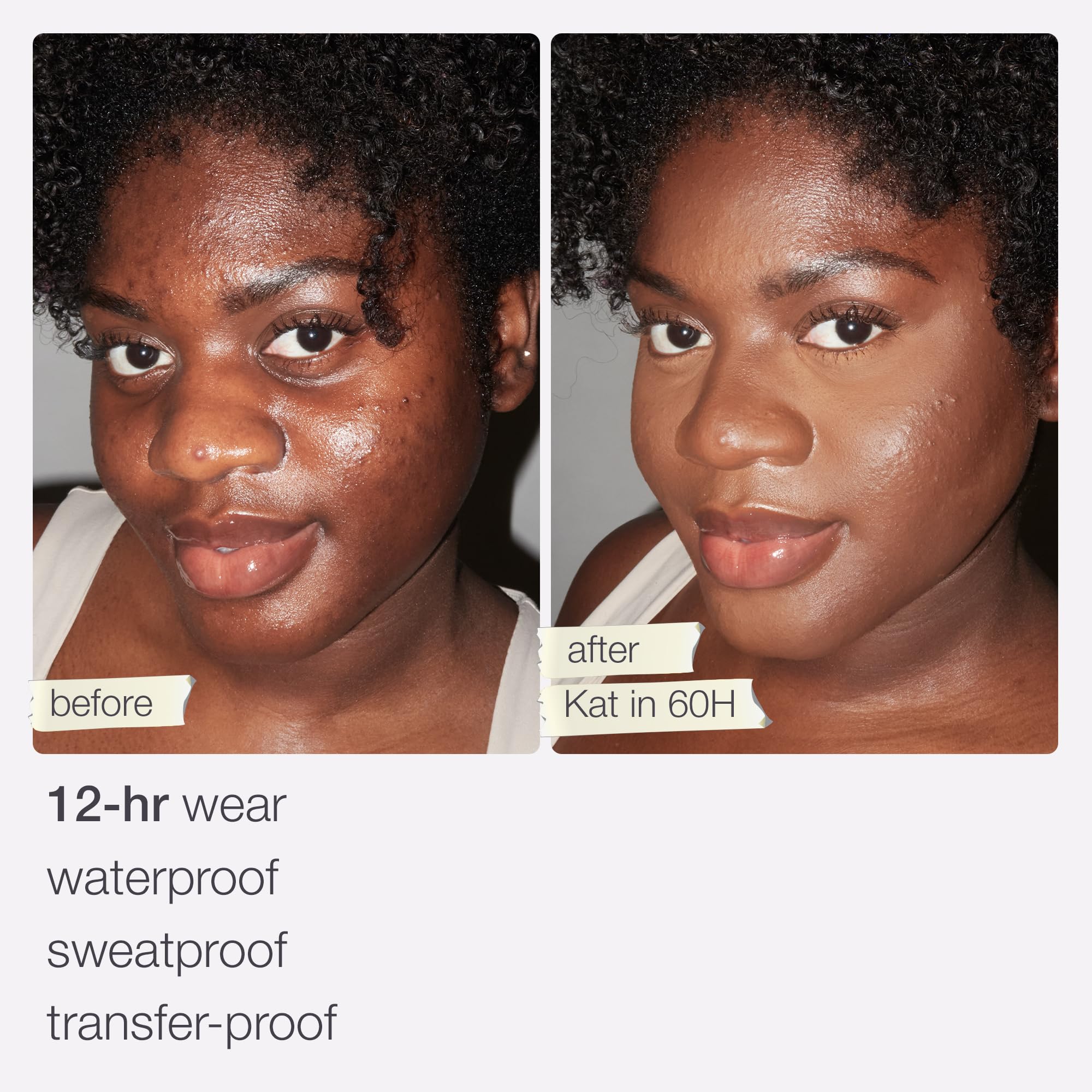 tarte before and after split demonstrating coverage of redness and blemishes benefit