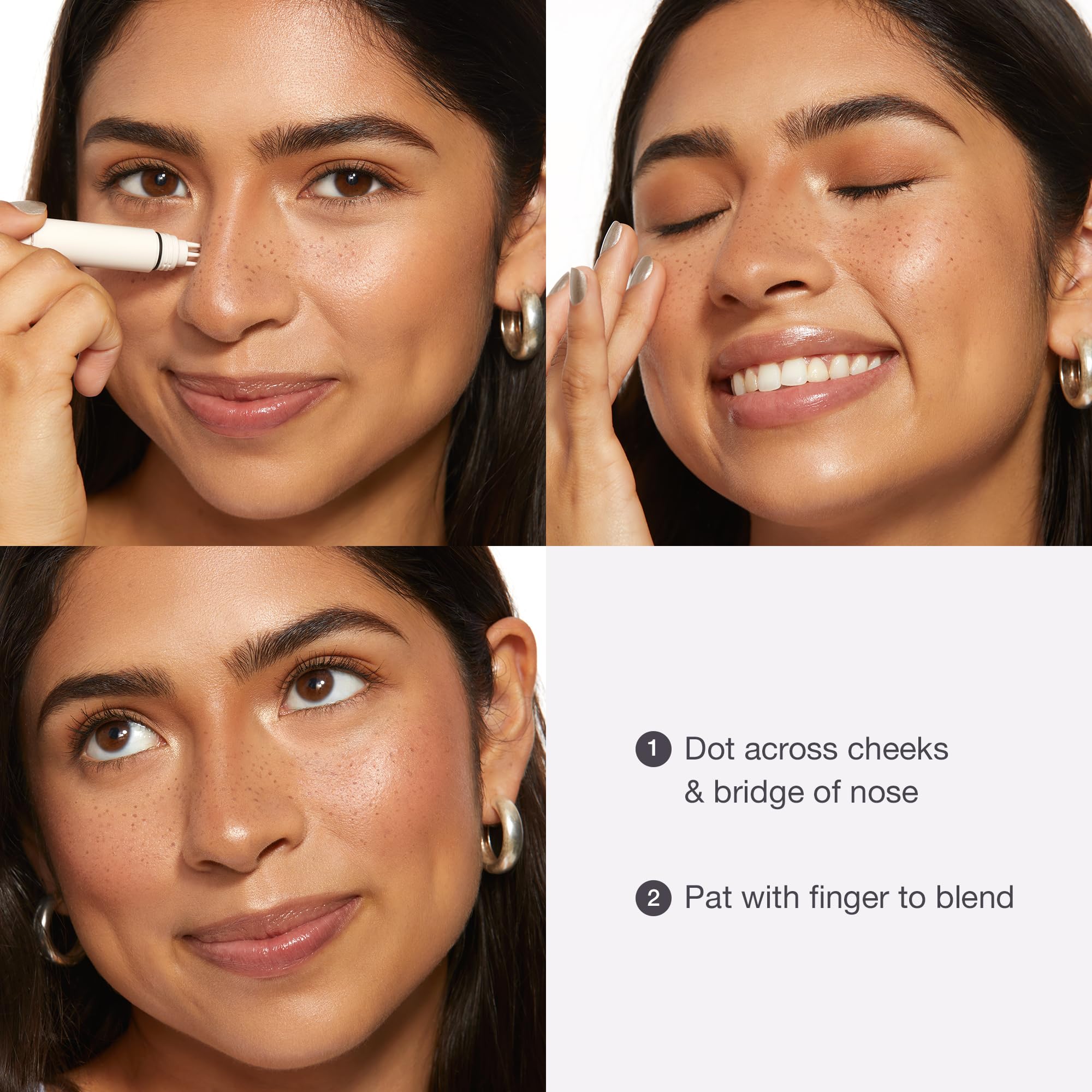tarte before and after cheeks showing natural sun-kissed freckle effect