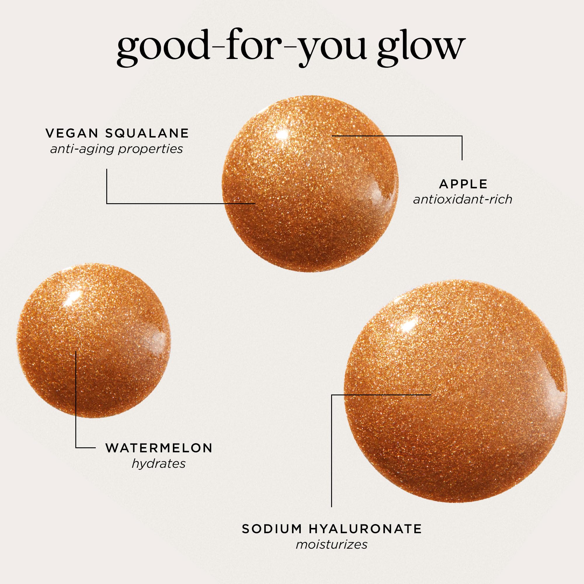 tarte product applied on shoulder showing luminous body glow