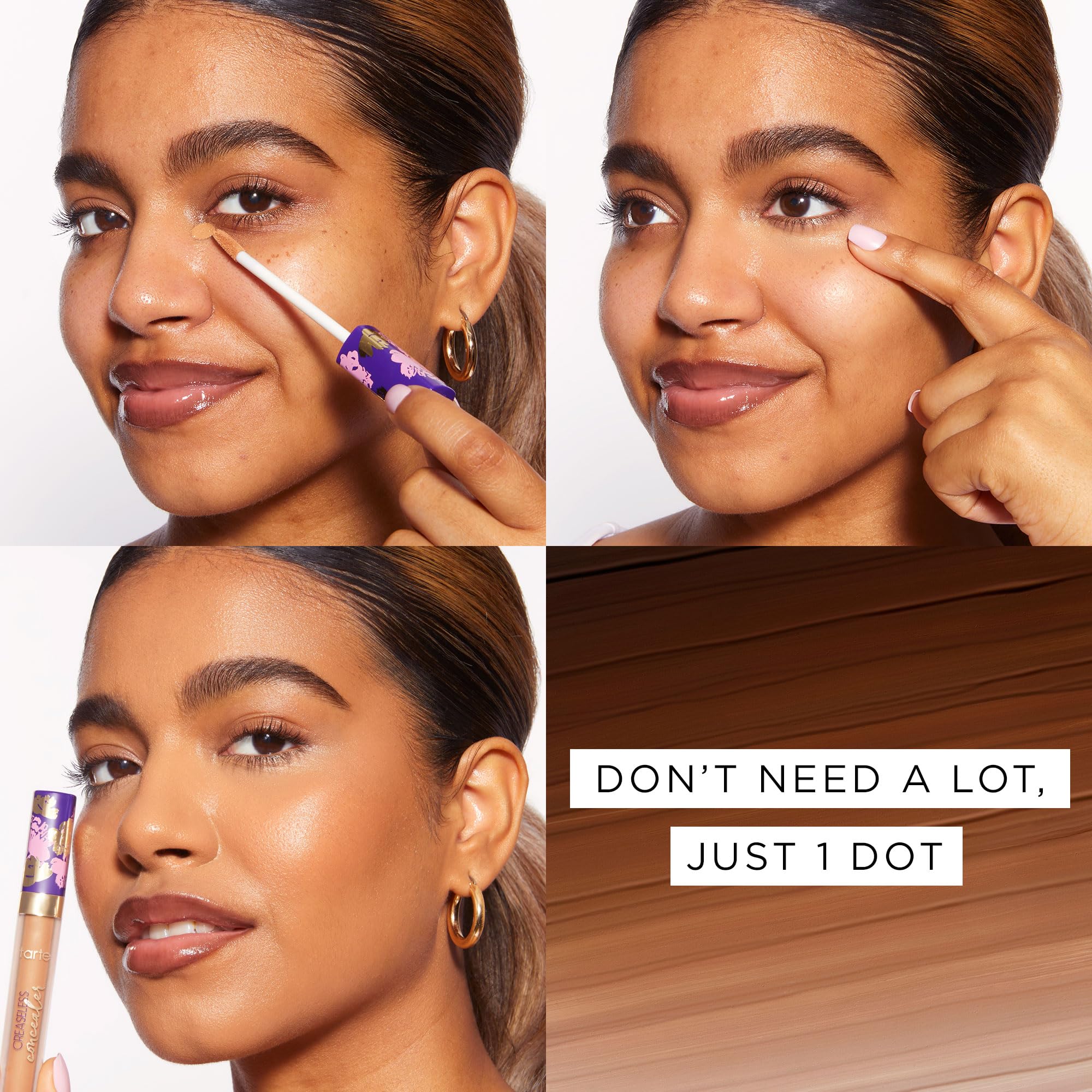 tarte concealer applied under-eye showing hydrated, crease-resistant finish