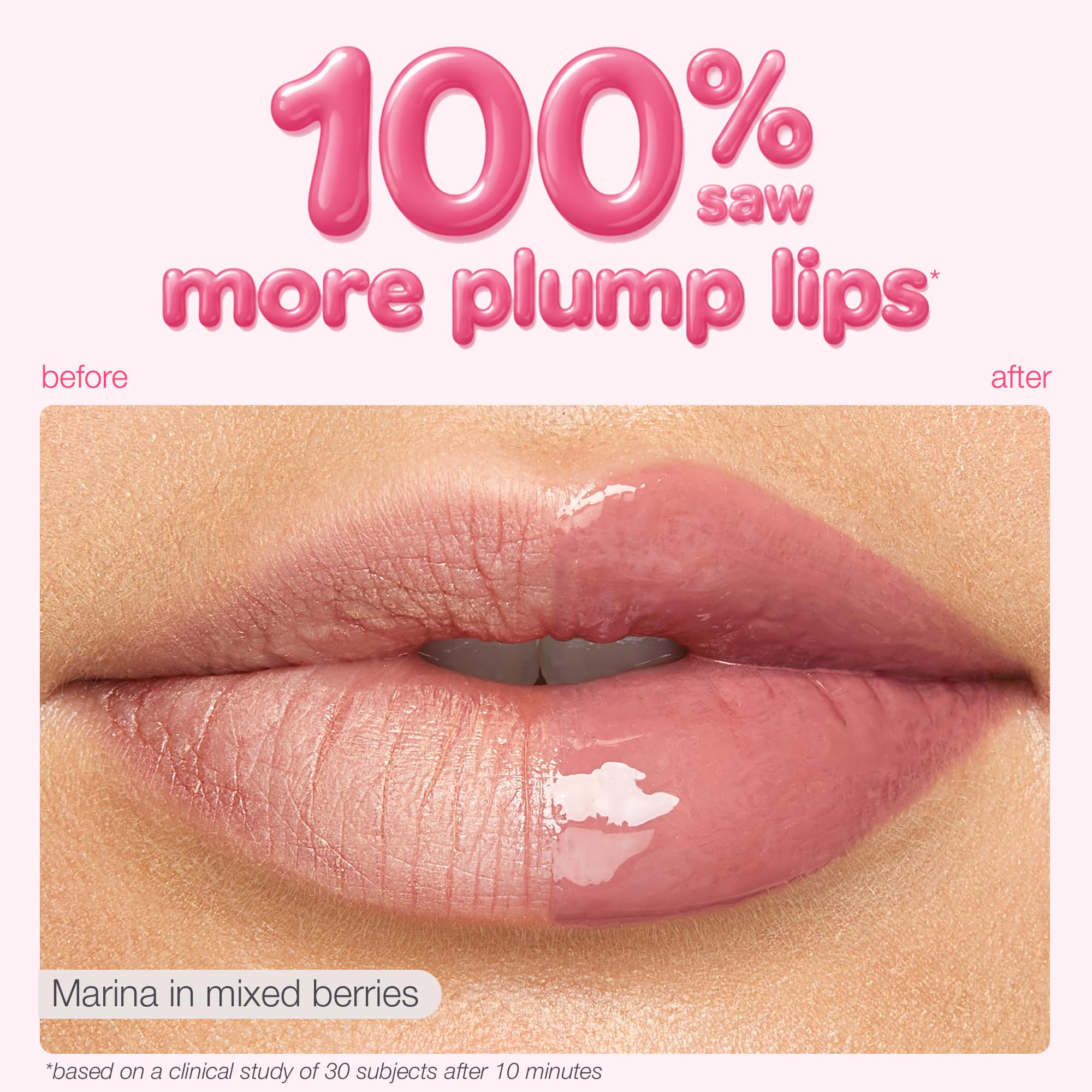 tarte texture swipe showing glossy, non-sticky shine and buildable coverage
