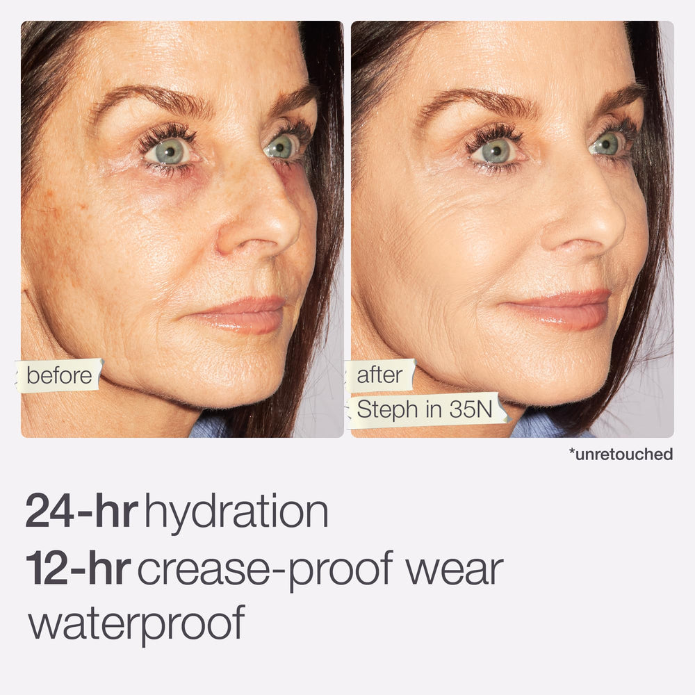 tarte under-eye before and after showing concealed dark circles effectively