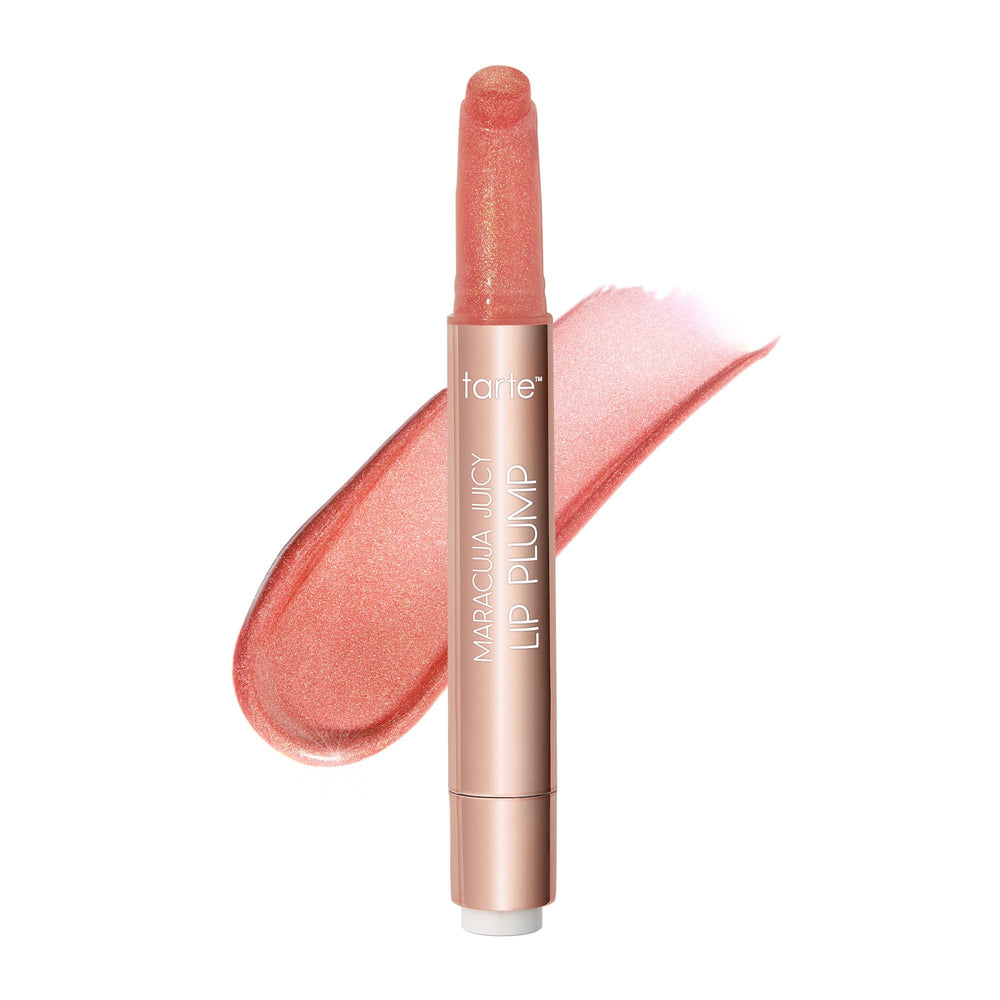 tarte front packaging of shimmer glass in rose showing sleek tube and glossy finish benefit hydration
