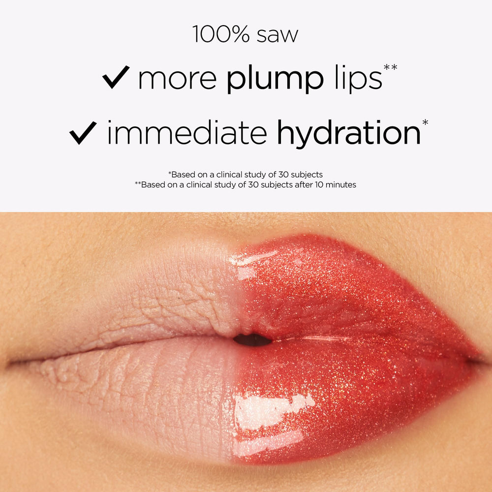 tarte upper lip swatch showing berry color and volumizing effect