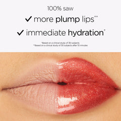 tarte upper lip swatch showing berry color and volumizing effect