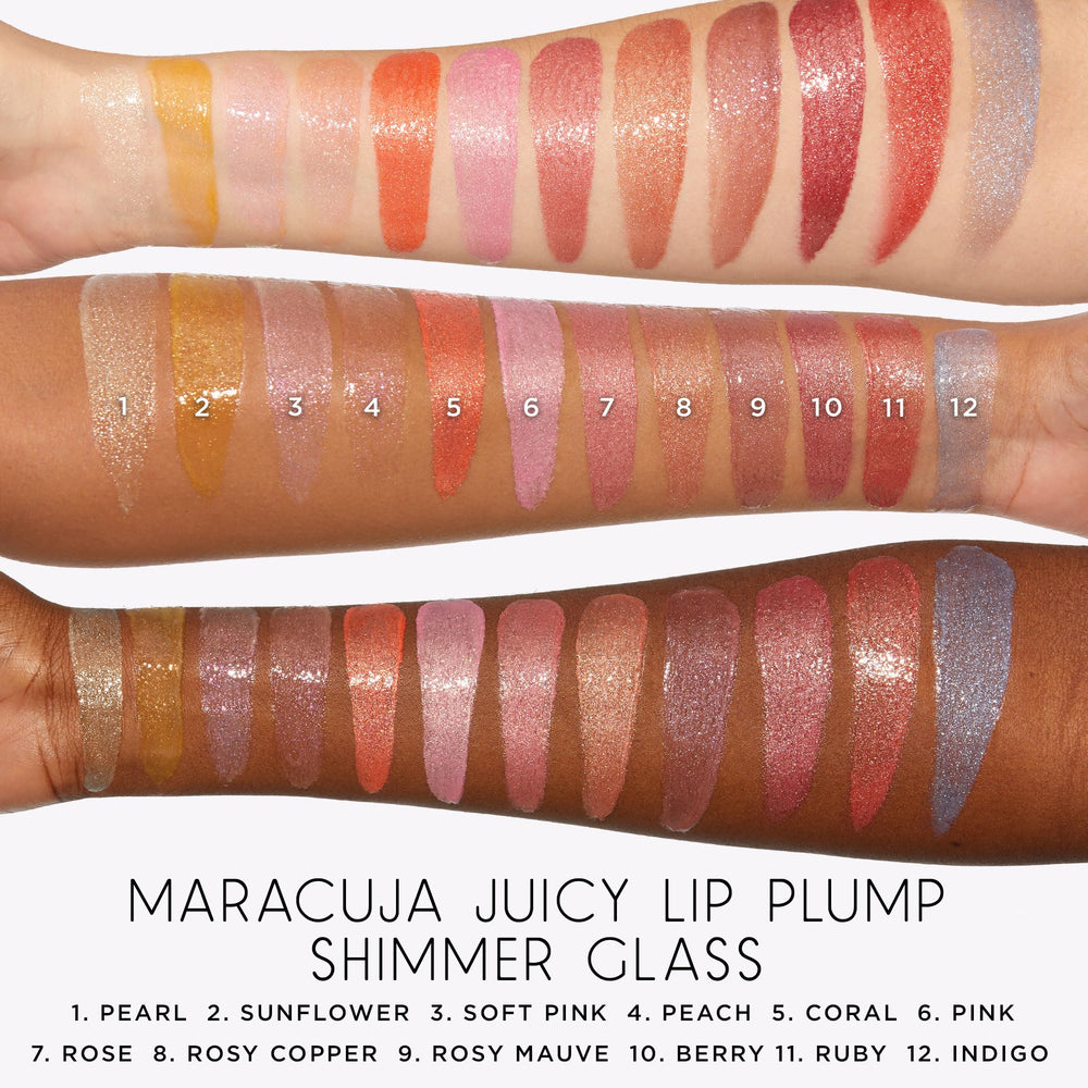 tarte layered over lipstick showing before and after shine boost and amplified color benefit enhanced depth