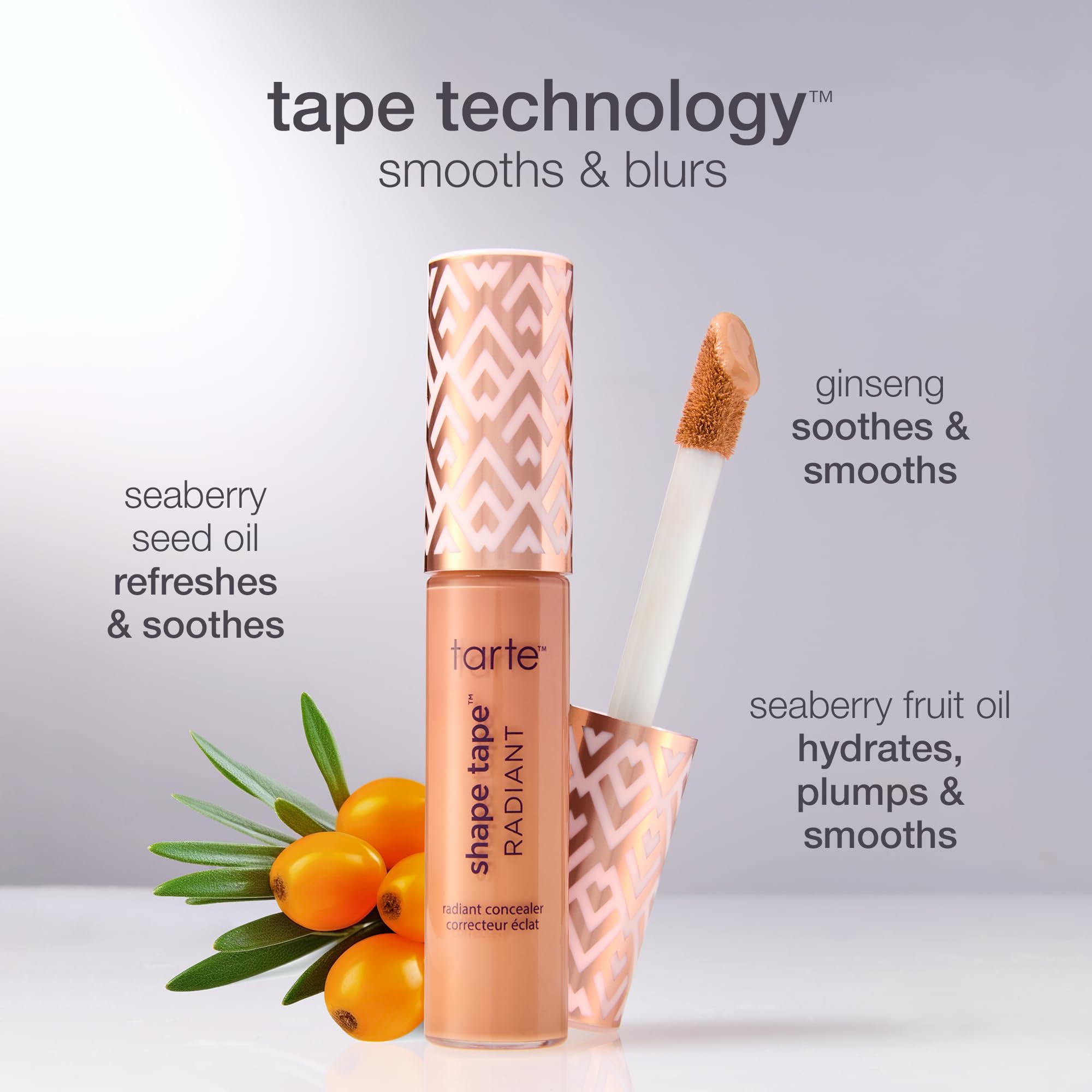 tarte product held in hand to show true size and travel-friendly benefit