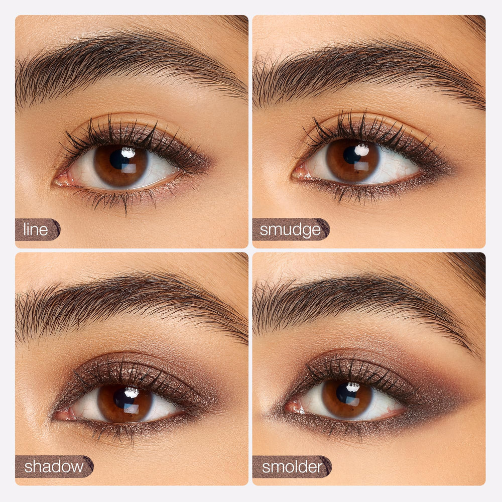 tarte applicator in use on eyelid demonstrating quick smoky result