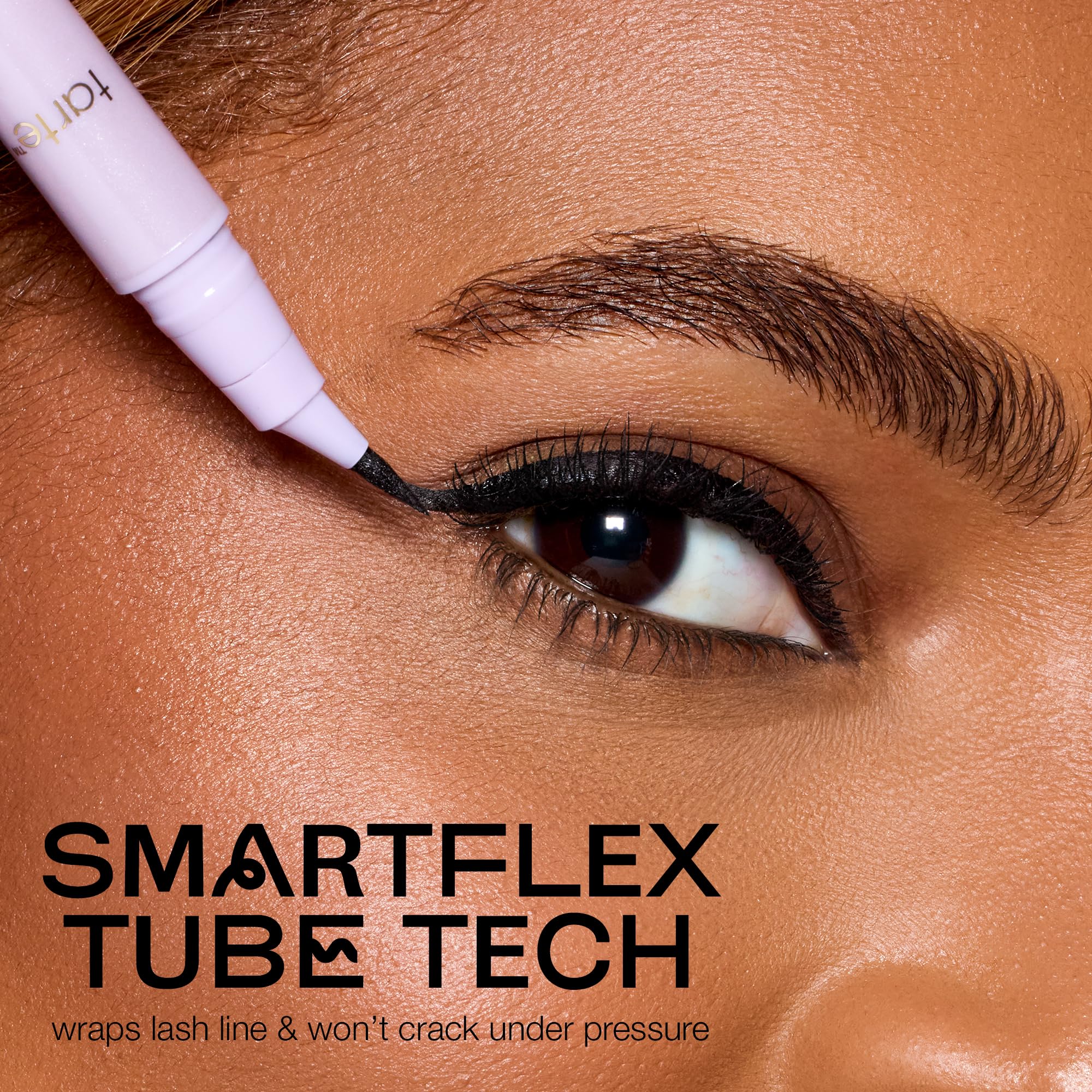tarte liner in use creating a sharp wing that enhances lash definition