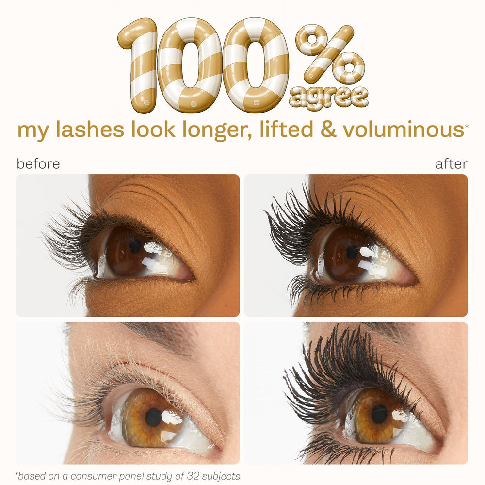 tarte before and after lashes demonstrating dramatic extension benefit