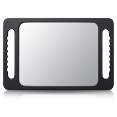 TASALON front view double-handle mirror showing wide-angle benefit