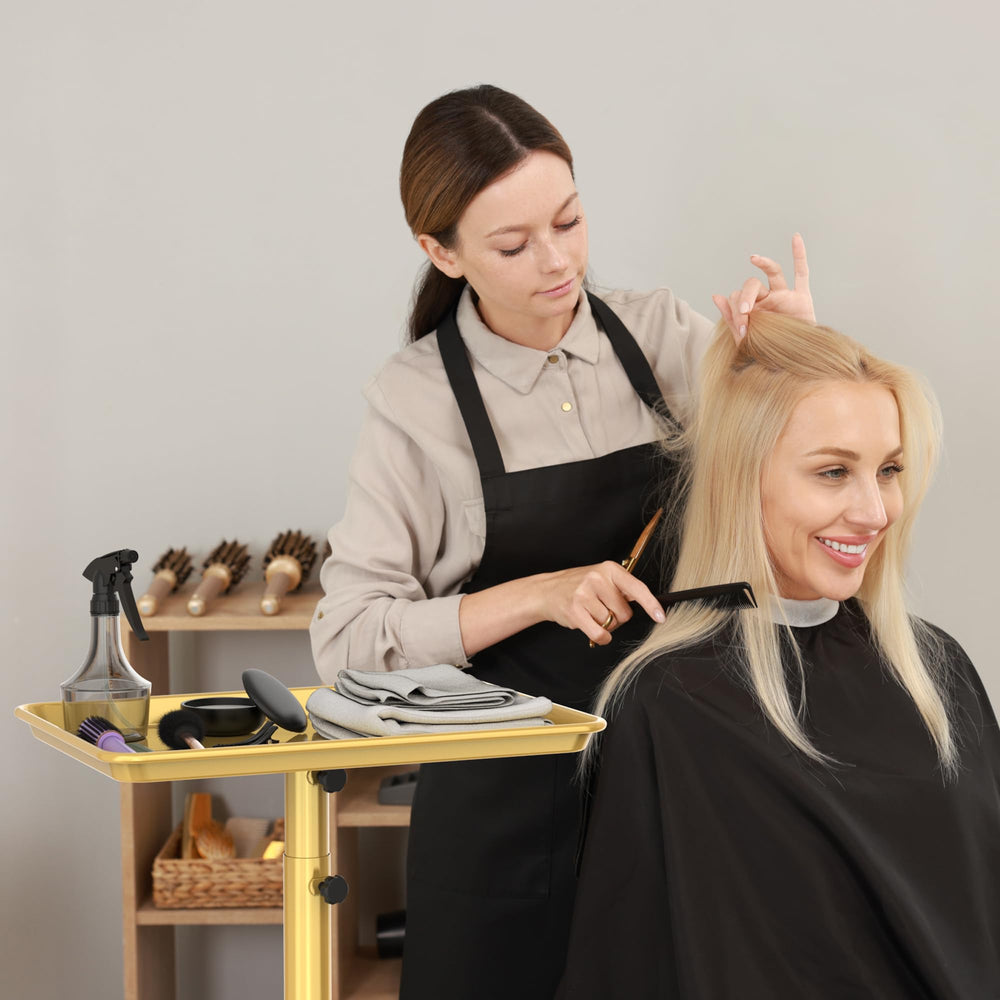 TASALON beside salon chair showing compact scale saves floor space