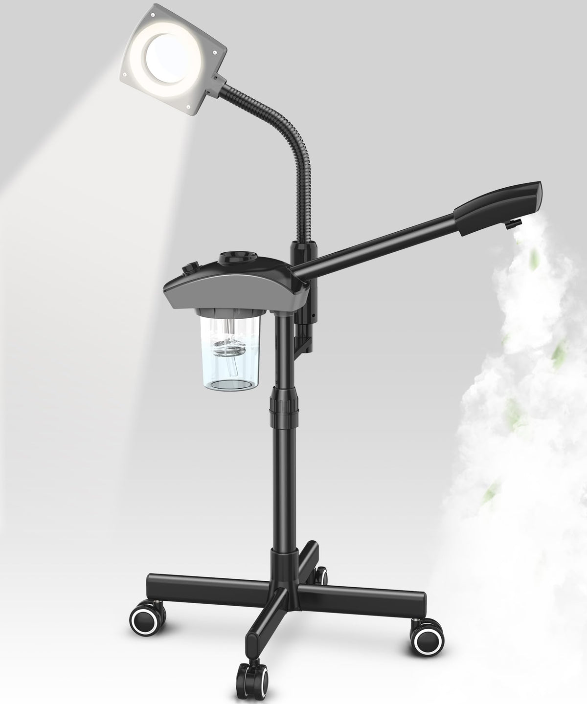 TASALON front view showing compact steamer and magnifier, professional reliability