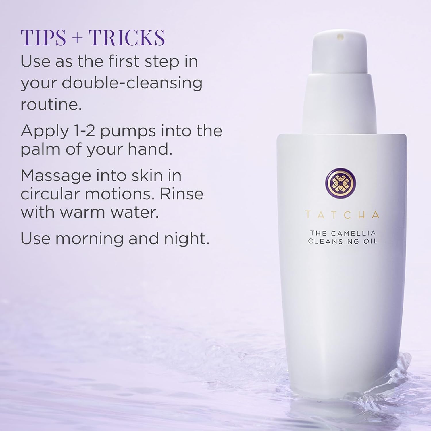 TATCHA cleansing oil in bathroom routine promoting effortless cleansing