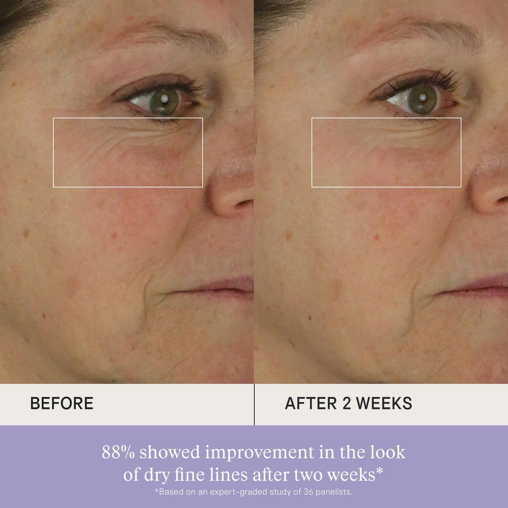 TATCHA applied to cheek showing instant plumping and dewy finish