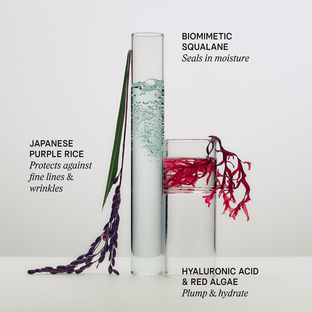 TATCHA glass jar side profile conveying luxury packaging and rich formula