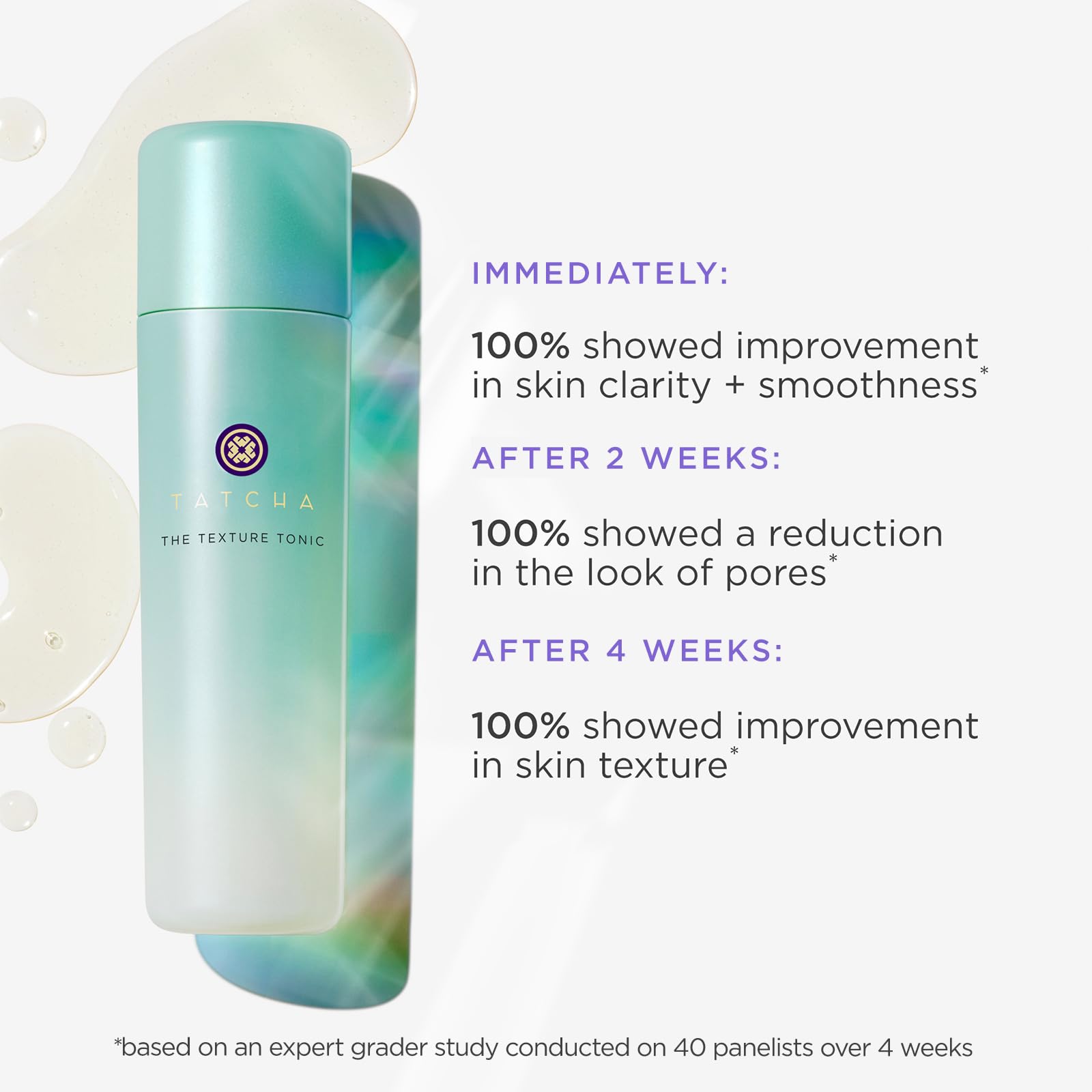 TATCHA ingredient label close-up showing fruit AHAs, niacinamide and botanical extracts for transparency