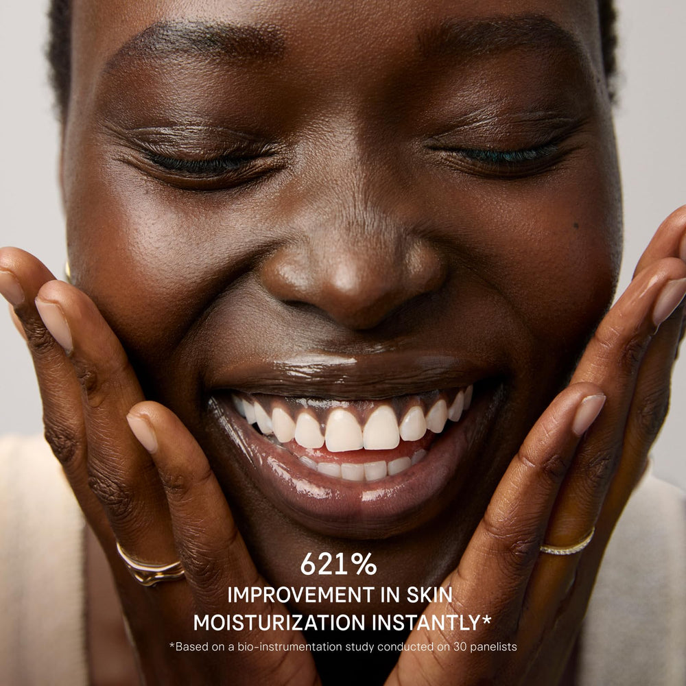 TATCHA single droplet on skin illustrating immediate plumping and moisture