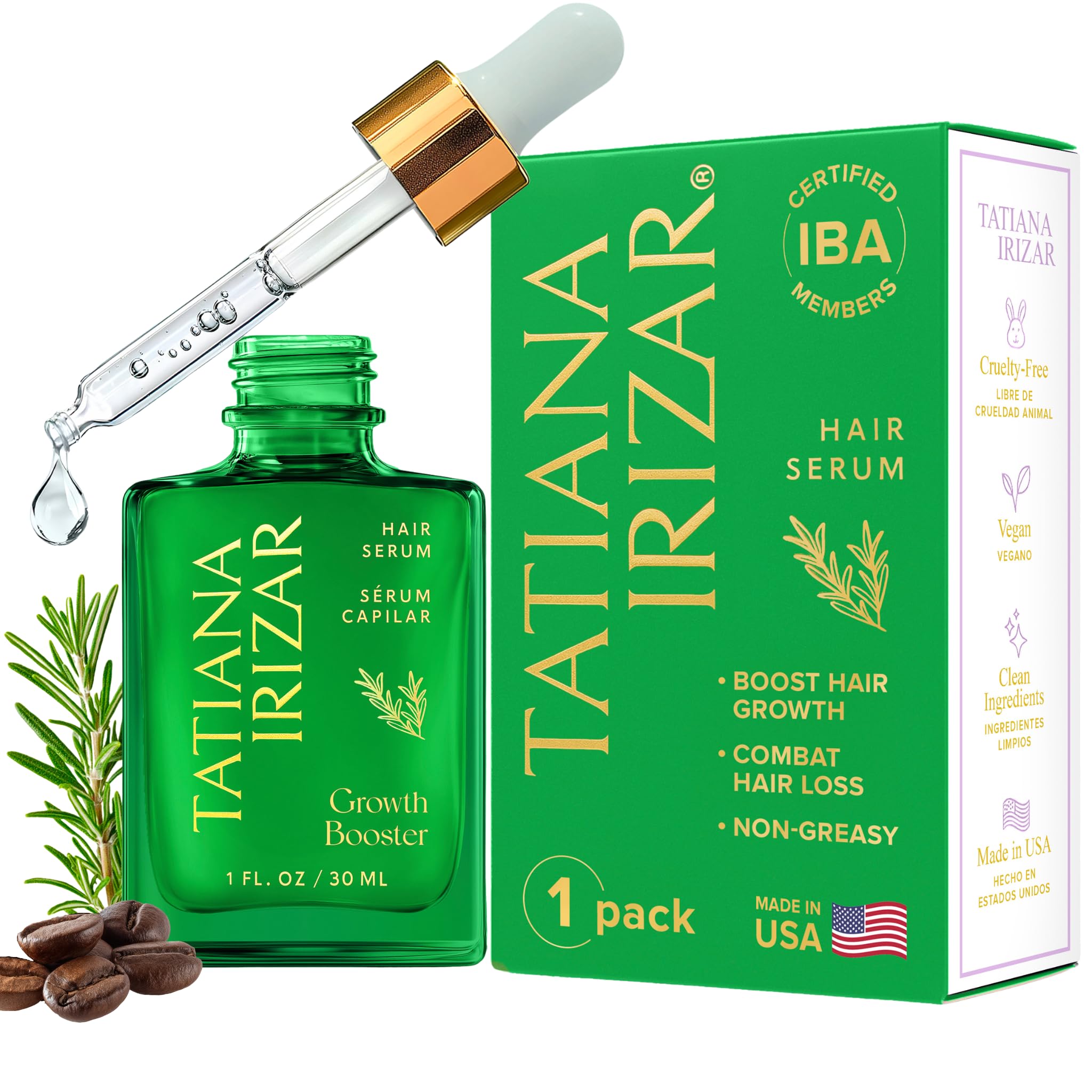 Tatiana Irizar front bottle showing clean design and travel-friendly size