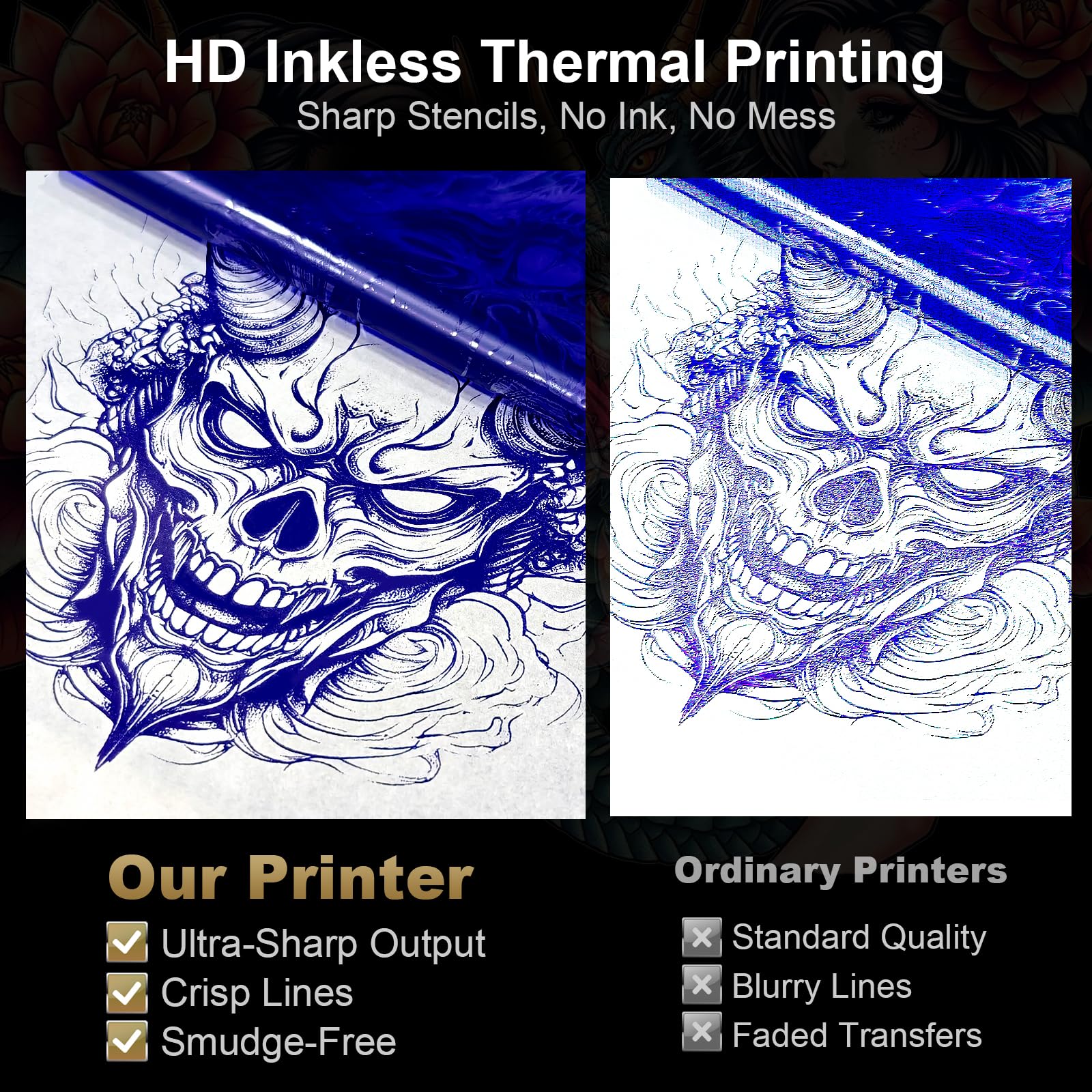 Tatouhom printed stencil detail highlighting precise lines for accurate transfers