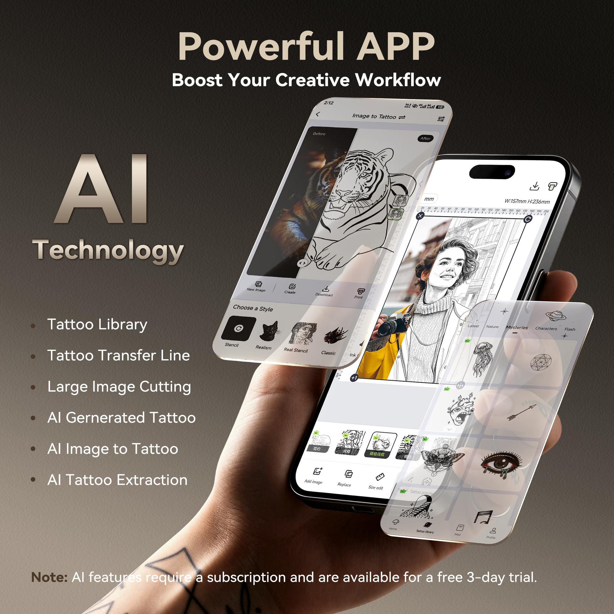 TATTMUSE app on phone demonstrating quick Bluetooth pairing and editing