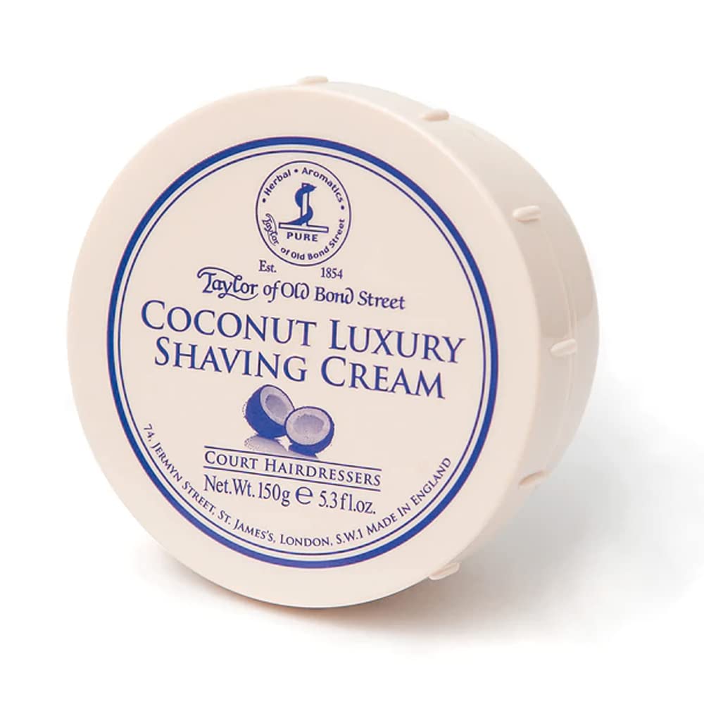 Taylor of Old Bond Street bowl front view showing label and size, helping easy shelf identification