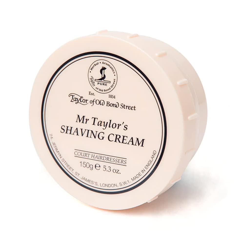Taylor of Old Bond Street jar front, classic scent for smooth shaves