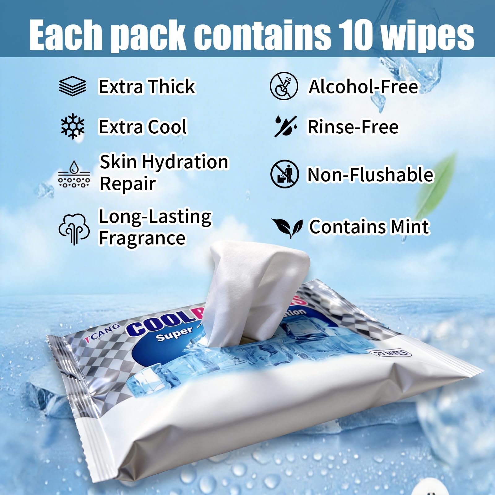 TCANG single unwrapped wipe demonstrating large size and coverage