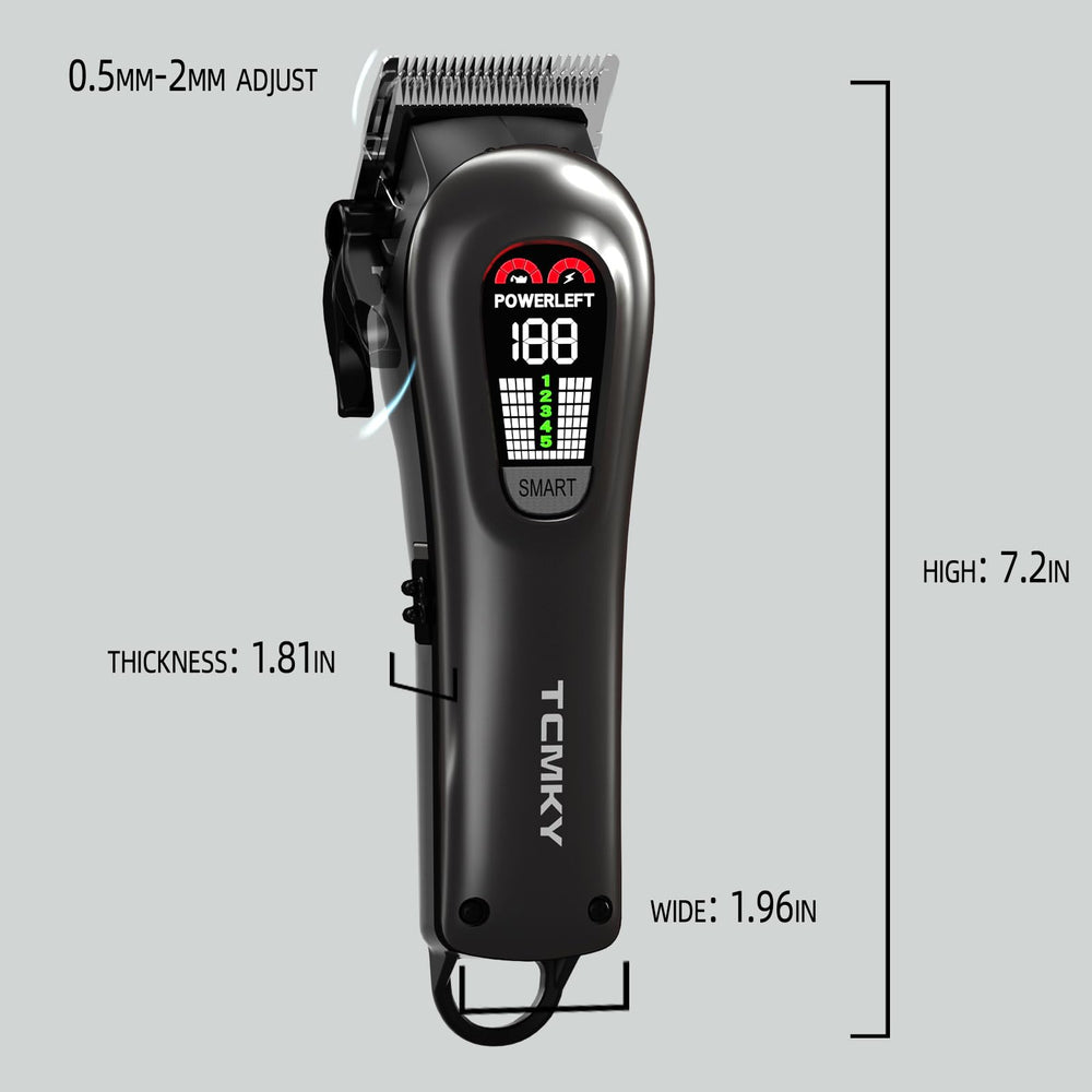 TCMKY guide combs and accessories arranged to highlight length options and grooming versatility