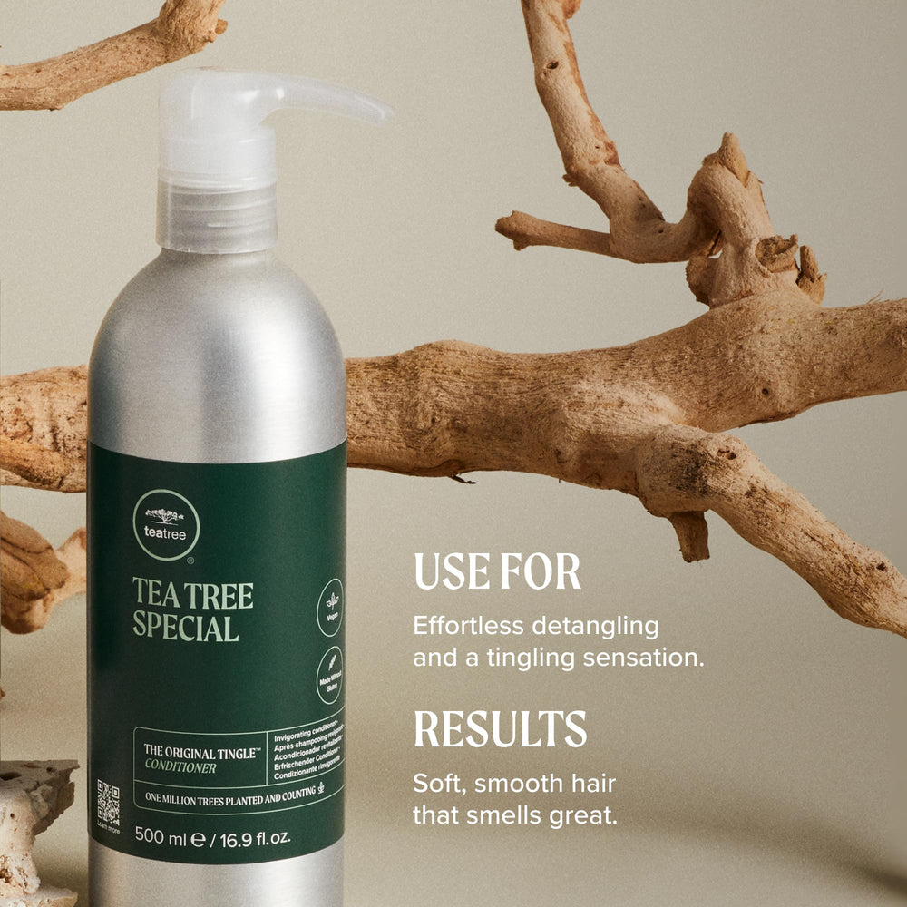 Tea Tree small conditioner application on hair strand for easing tangles