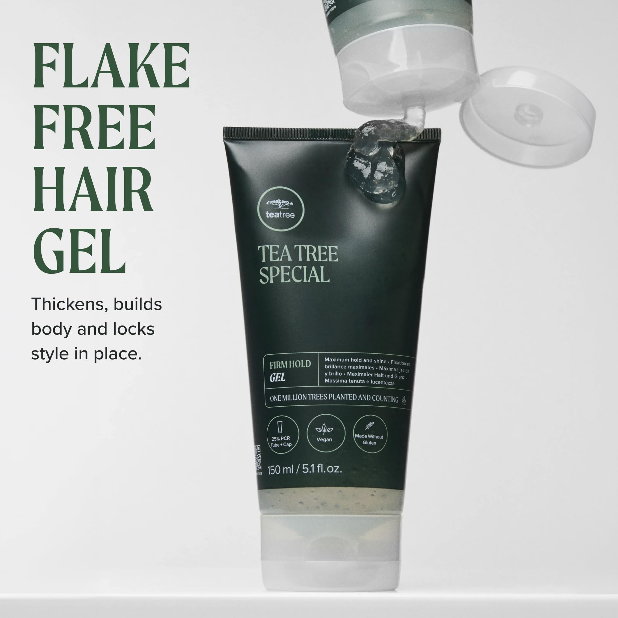 Applying Tea Tree gel to dry hair for quick touchup and added shine