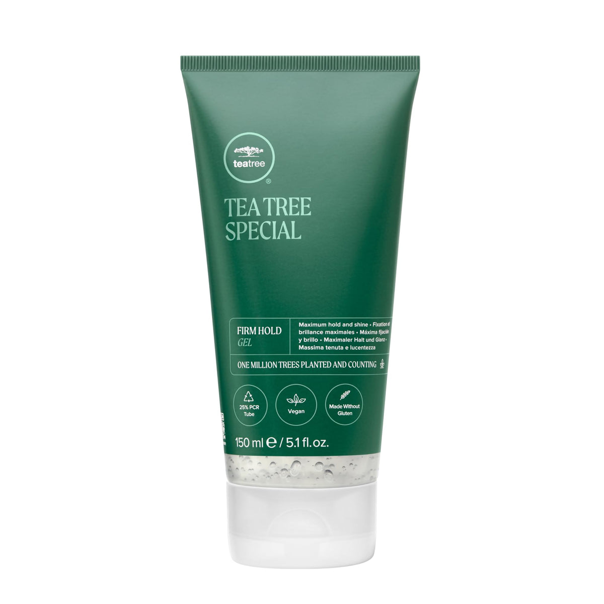 Tea Tree firm hold gel front packaging showing product name and size