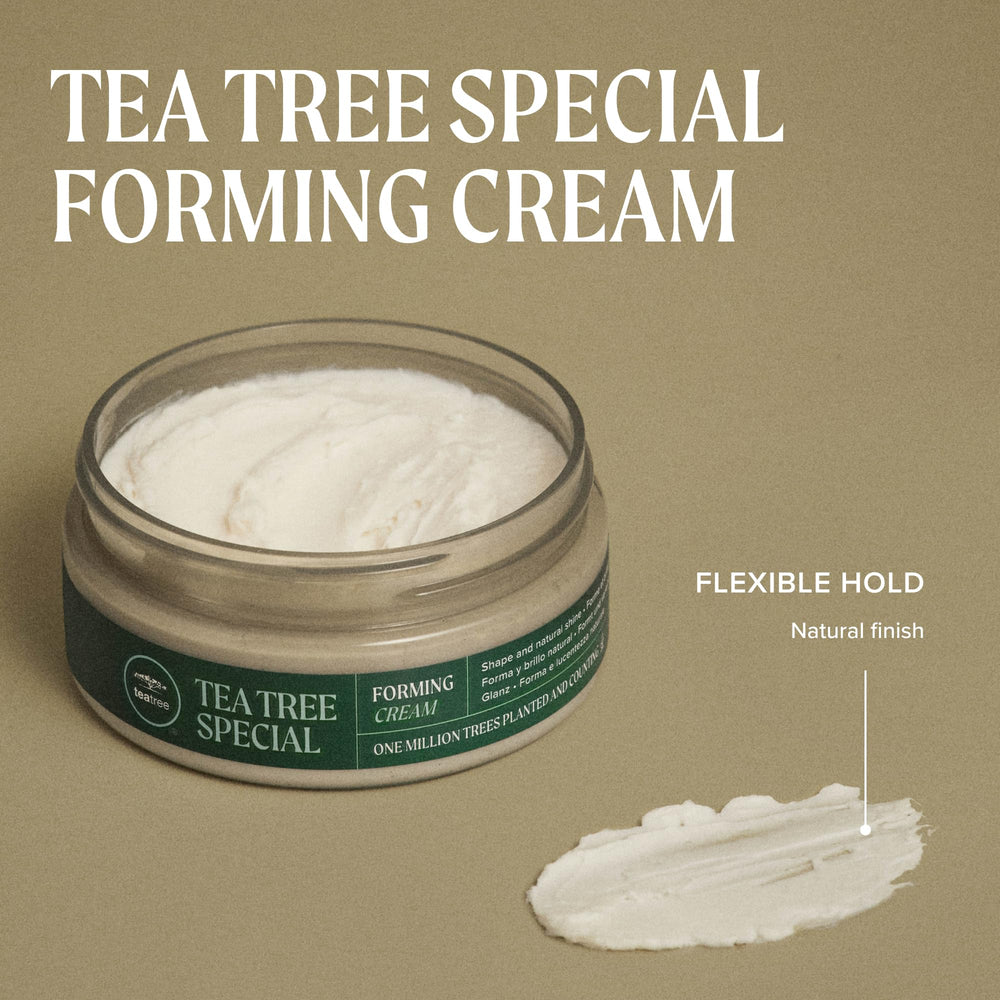 Small pea-sized amount on palm demonstrating Tea Tree forming cream economical use