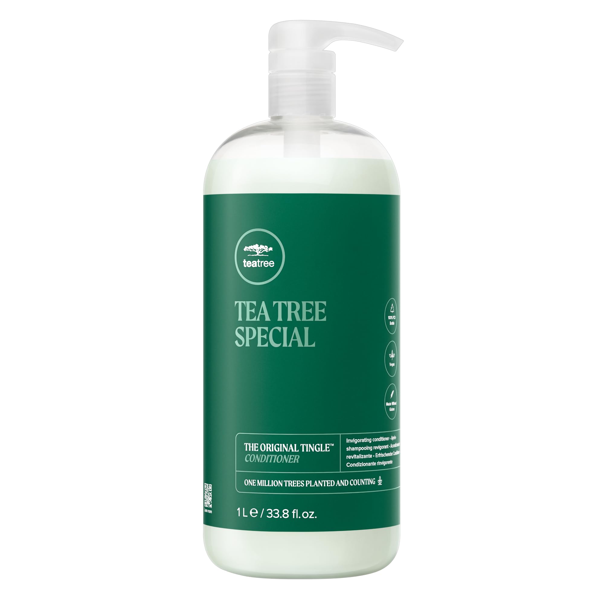 Tea Tree front bottle showing 33.8 fl oz and product branding benefit refreshing scent