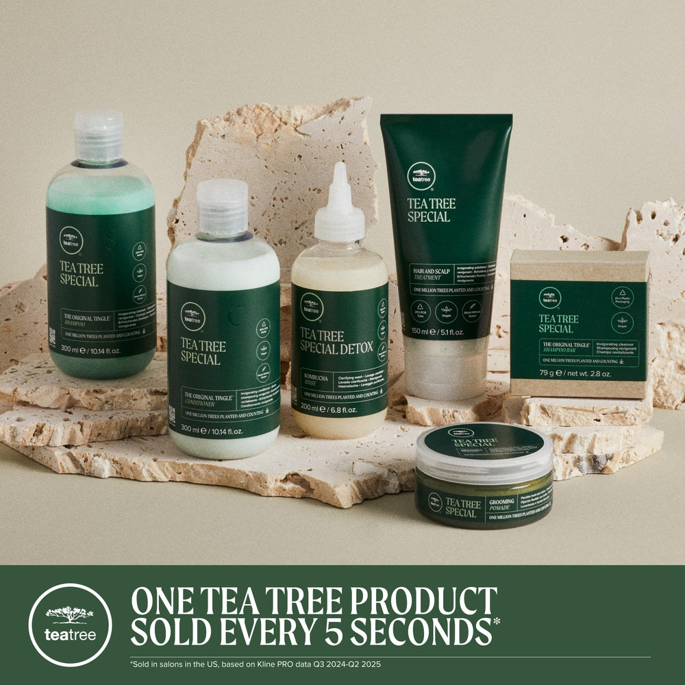 Tea Tree label with iso16128 badge showing 95% natural origin claim