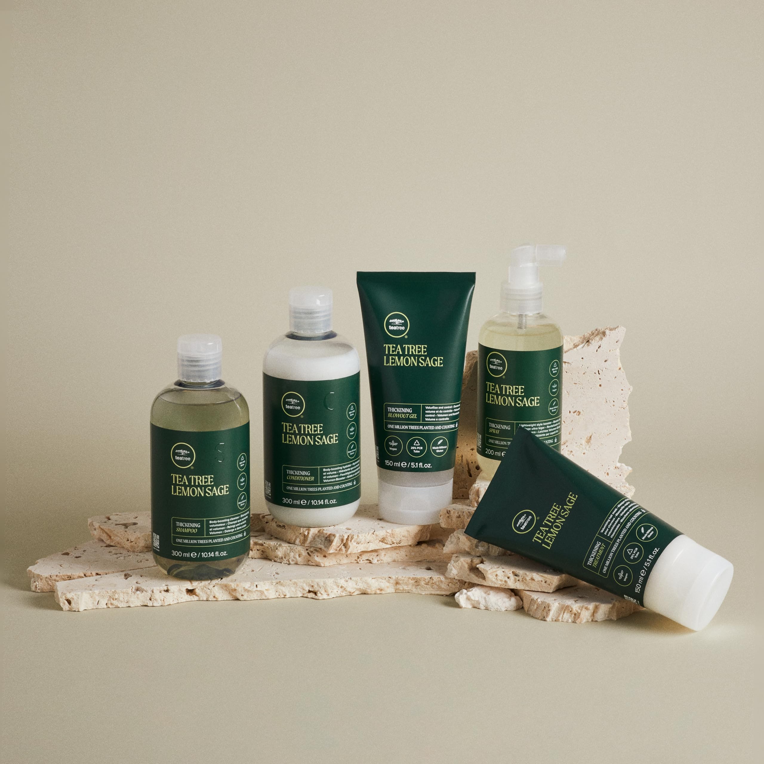 Tea Tree product label and ingredient panel highlighting botanical and professional benefits