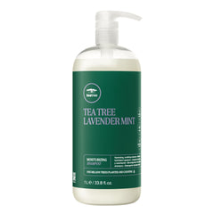 Tea Tree front packaging showing 33.8 fl oz bottle and calming scent benefit