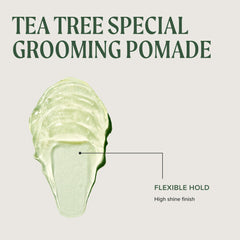 Hand applying Tea Tree pomade demonstrating easy distribution and control