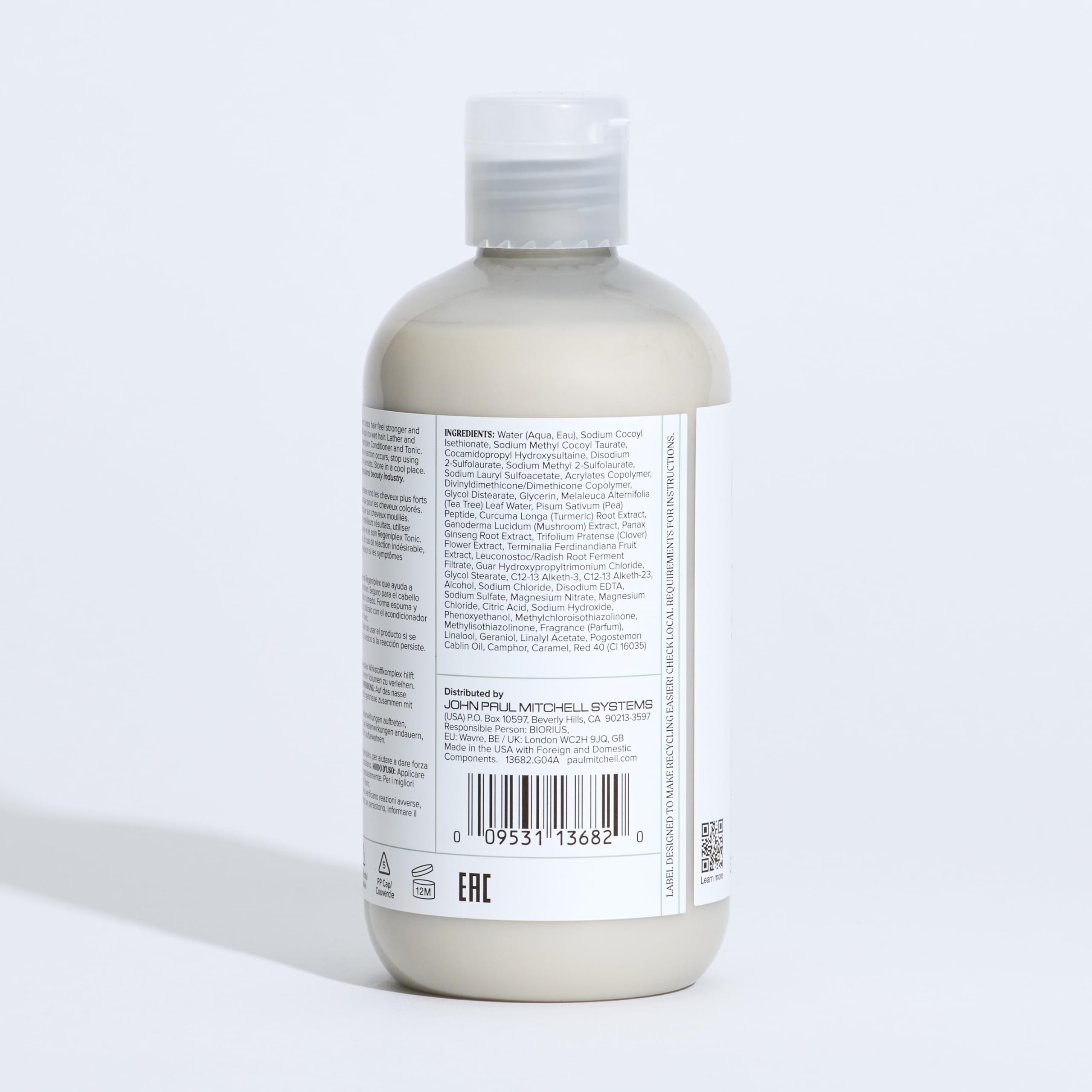 Tea Tree recycled packaging symbol close-up, emphasizes eco-design commitment