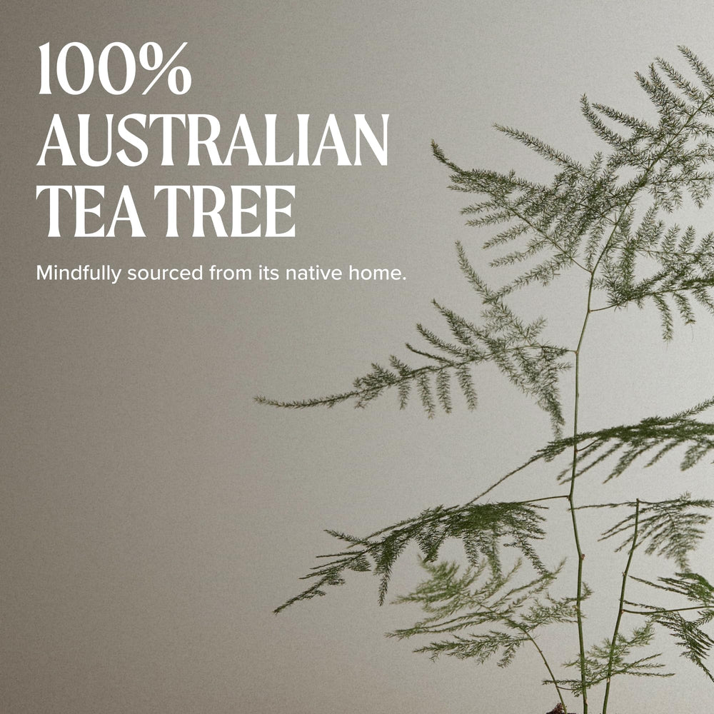 Tea Tree packaging placed with recycling symbols showing responsible options