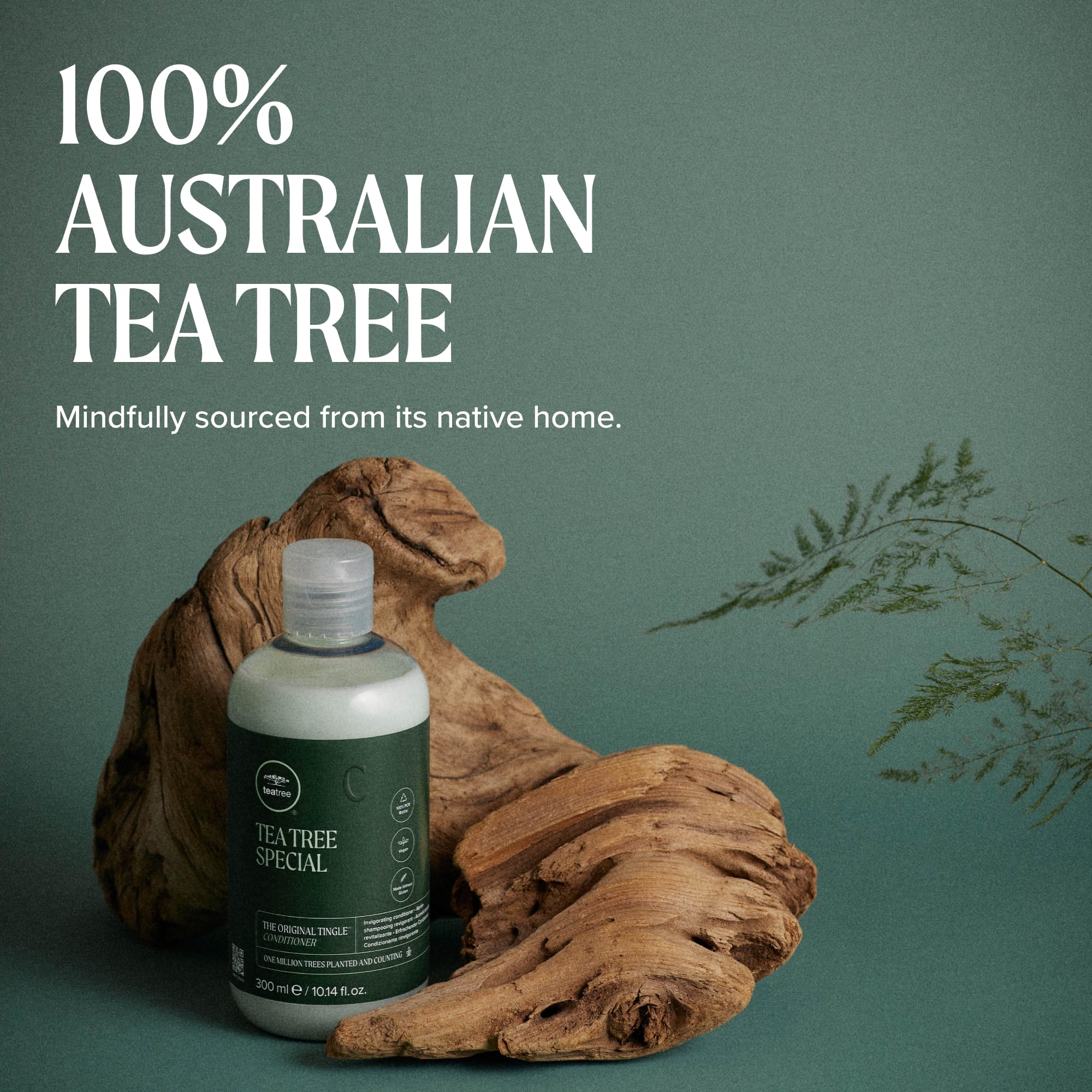 Tea Tree liter refill pouch emphasizing eco-friendly reduced plastic use