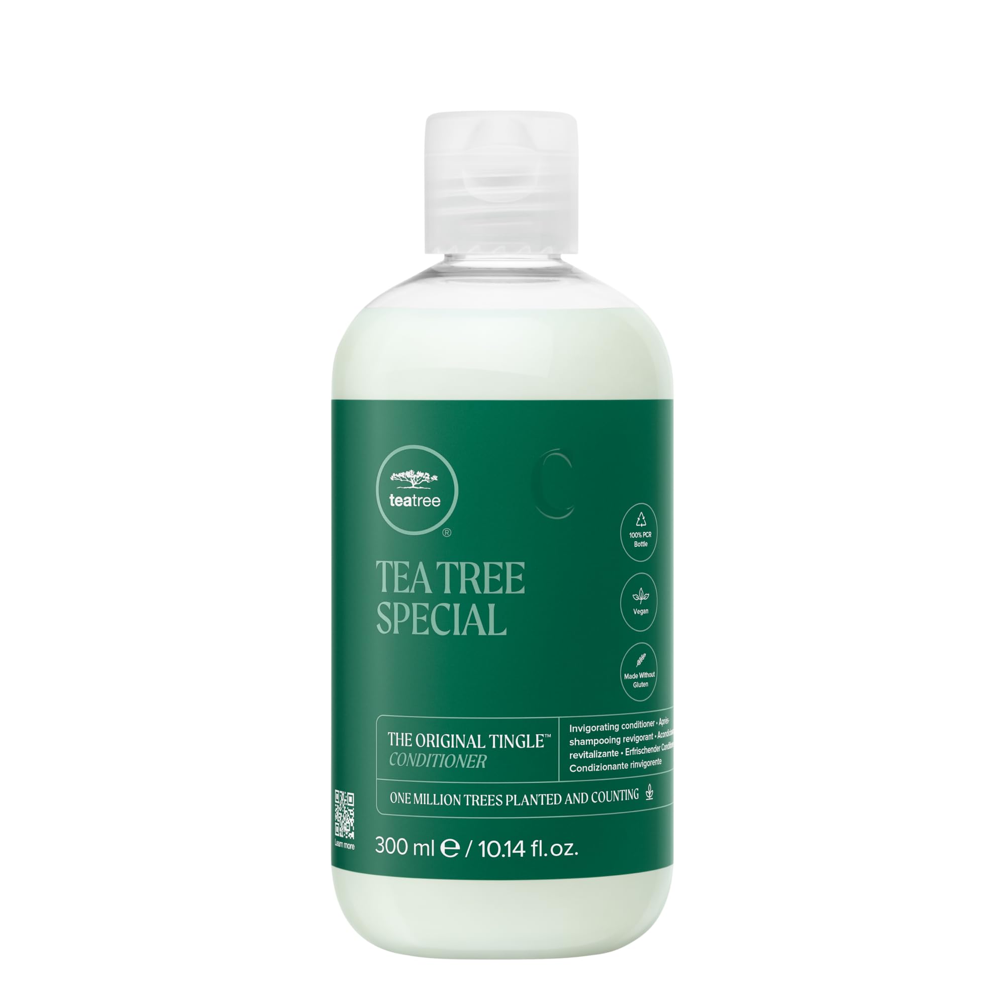 Tea Tree front bottle shows label and size, brand clarity and salon-quality benefit