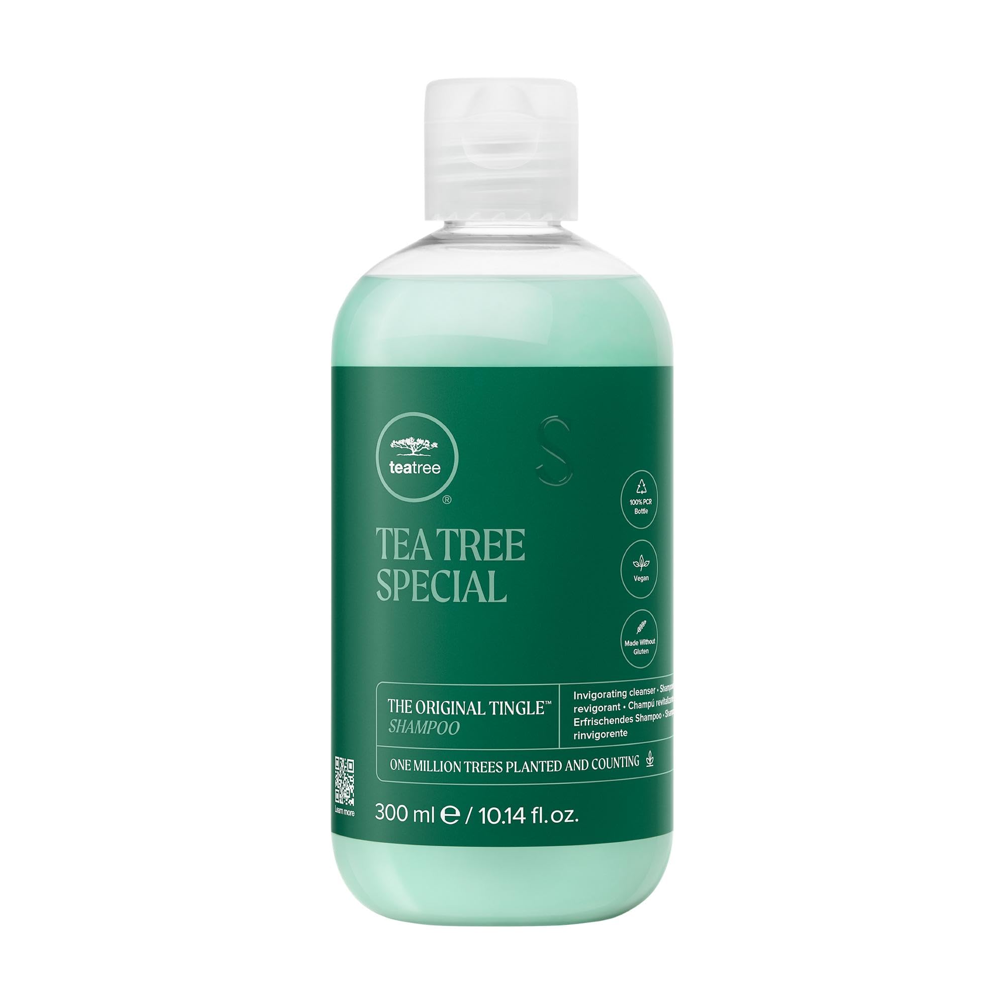 Tea Tree front bottle showing label and 10.14 fl oz size, brand refreshes scalp