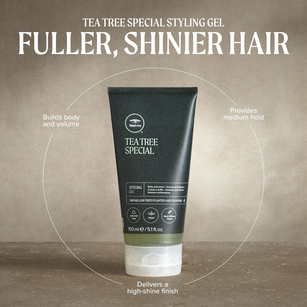 Tea Tree jar open revealing smooth gel for easy styling