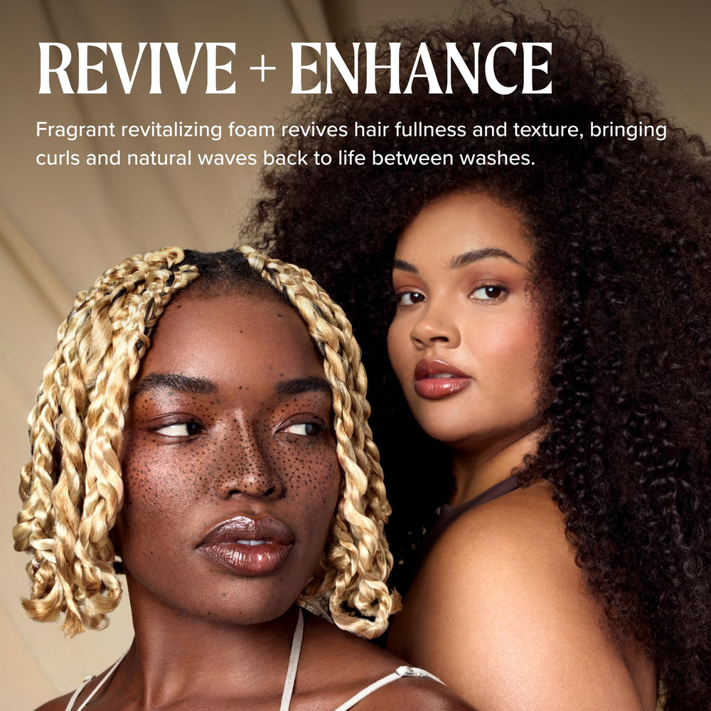 Tea Tree stylist applying mousse to dry hair to revive second-day curls
