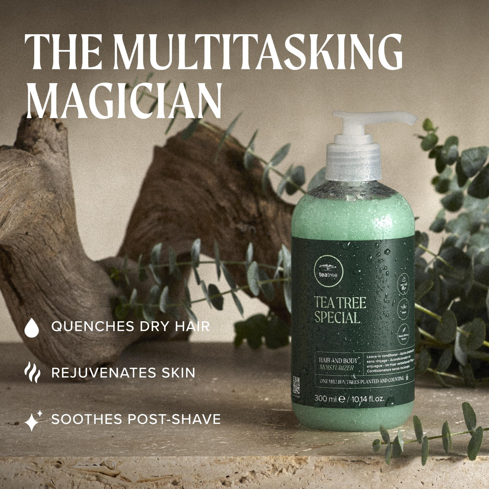 Tea Tree cream texture close-up showing lightweight, fast-absorbing formula