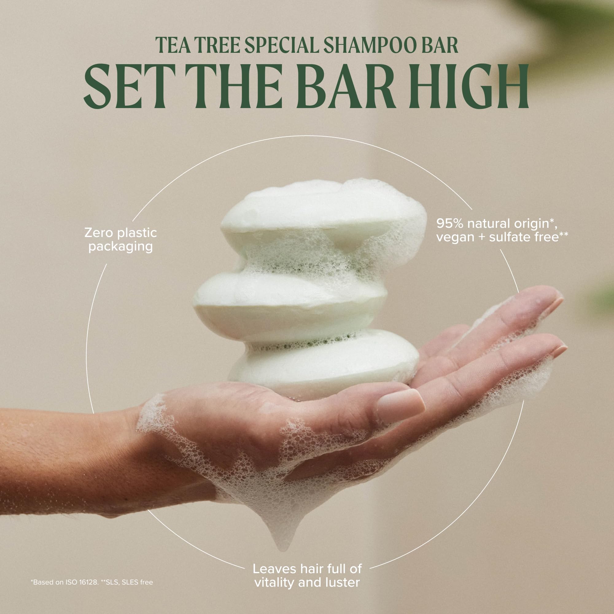 Tea Tree lather texture from bar demonstrating rich cleansing foam