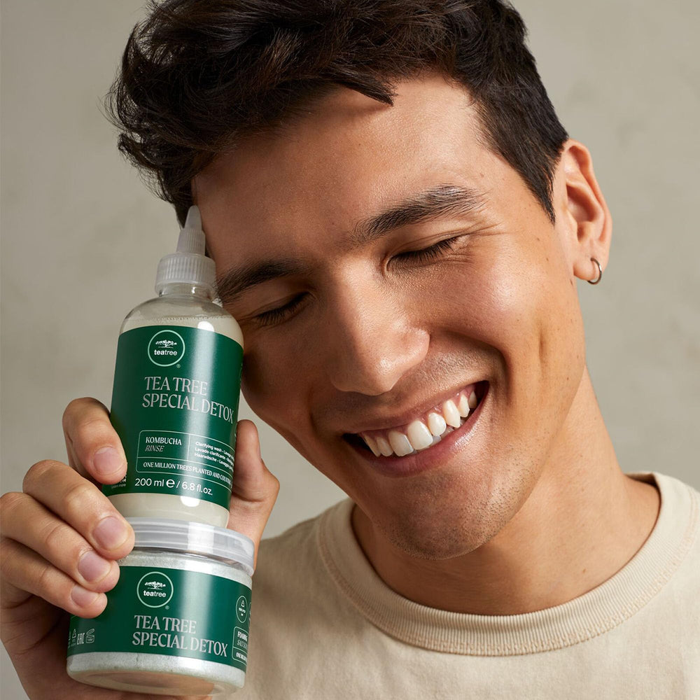 Tea Tree tube label detail, highlights product name and informative packaging